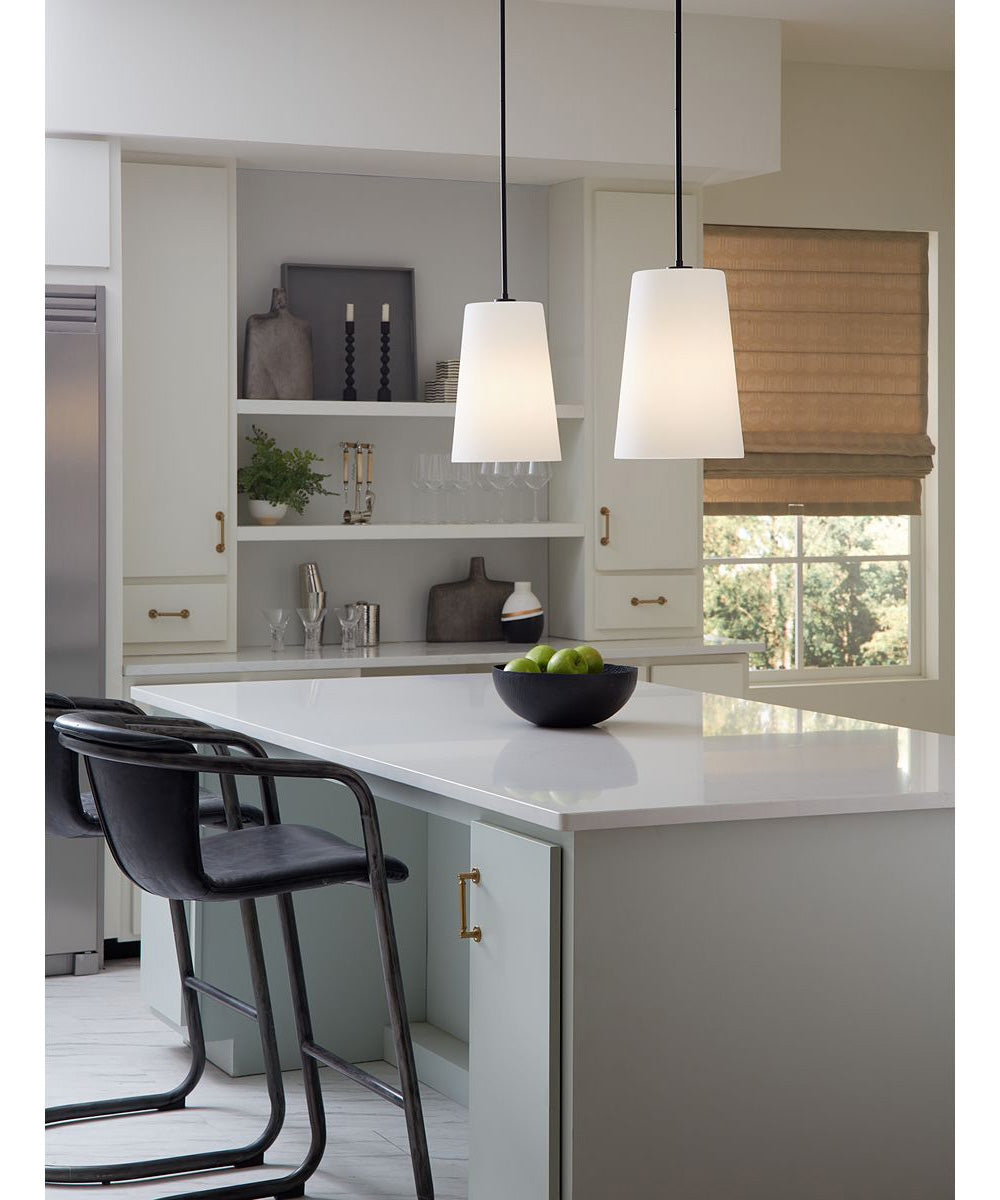 Clarion 1-Light Etched White Pendant P500430 Matte Black