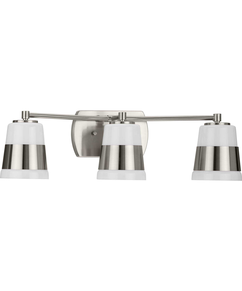 Haven 3-Light Opal Glass Luxe Industrial Bath Light Brushed Nickel