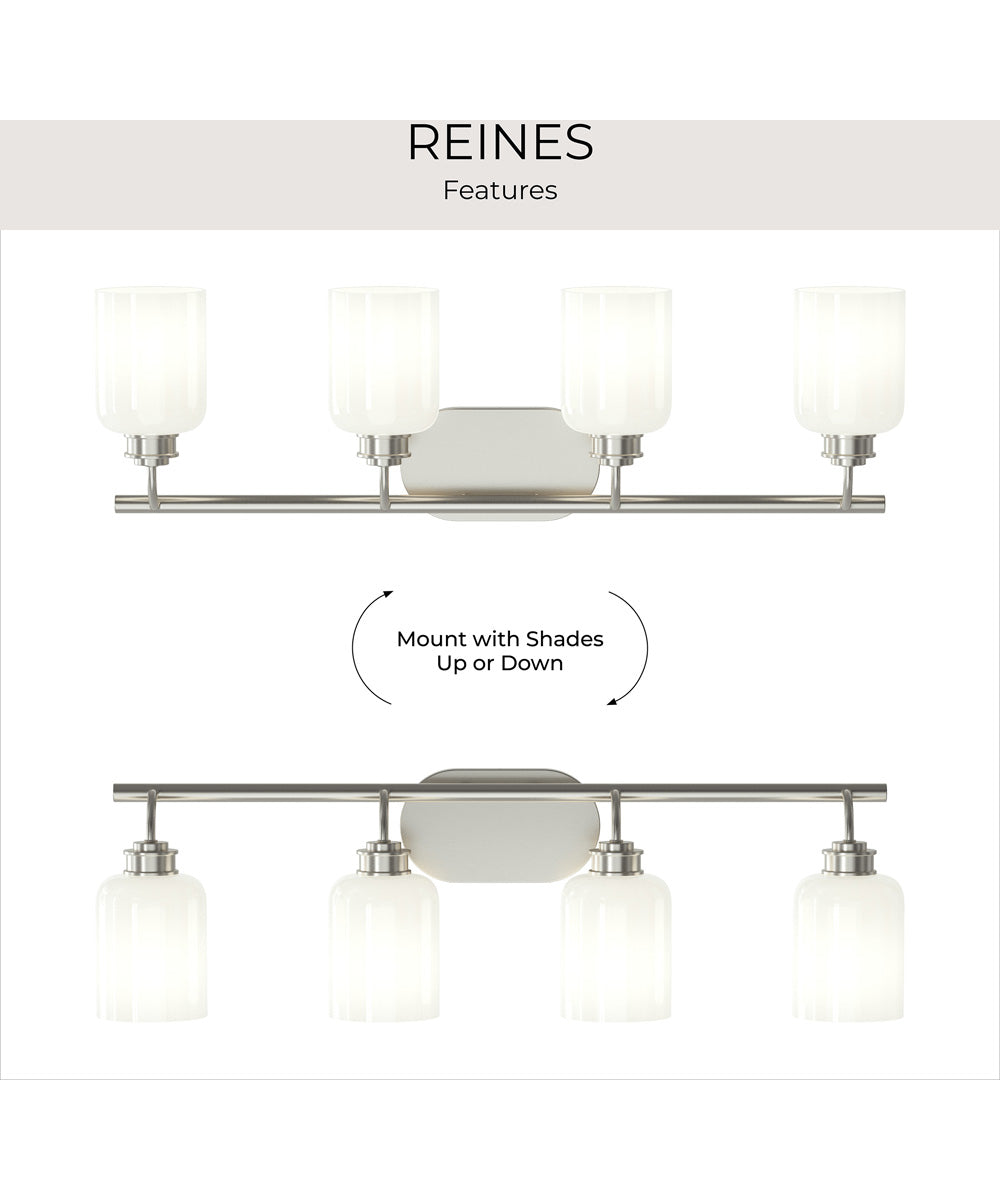 Reines 4-Light Bath Vanity with Opal Glass Shades Brushed Nickel