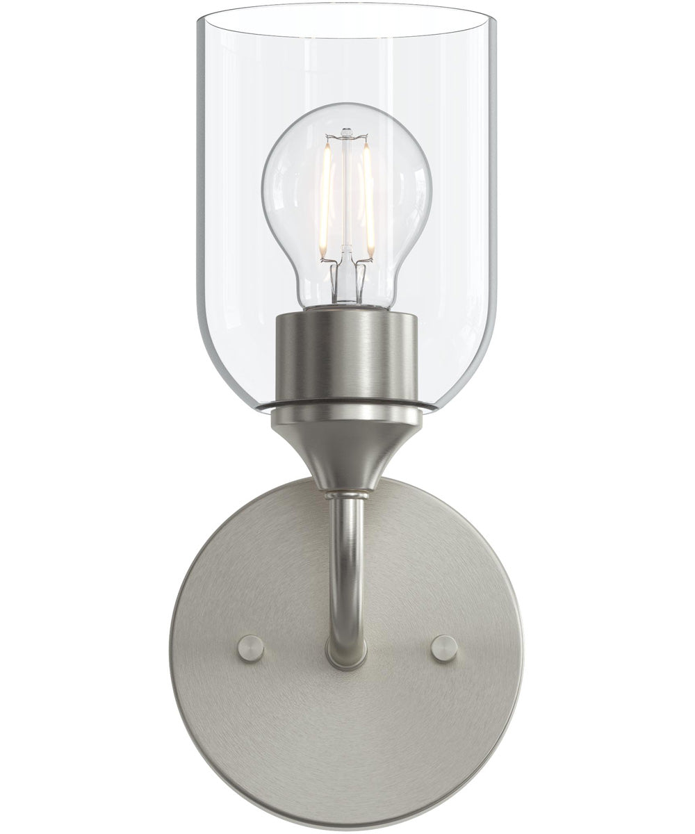 Ilia 1-Light Wall Sconce with Clear Glass Shade Brushed Nickel
