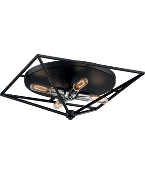 19"W Legend 4-Light Close-to-Ceiling Black / Polished Nickel