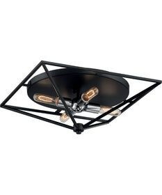19"W Legend 4-Light Close-to-Ceiling Black / Polished Nickel