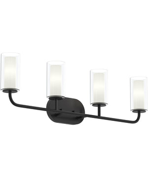 Mack 4-Light Vanity Light with Layered Glass Shades Matte Black