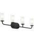 Mack 4-Light Vanity Light with Layered Glass Shades Matte Black