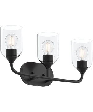 Ilia 3-Light Bath Vanity with Clear Glass Shade Matte Black