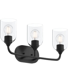 Ilia 3-Light Bath Vanity with Clear Glass Shade Matte Black