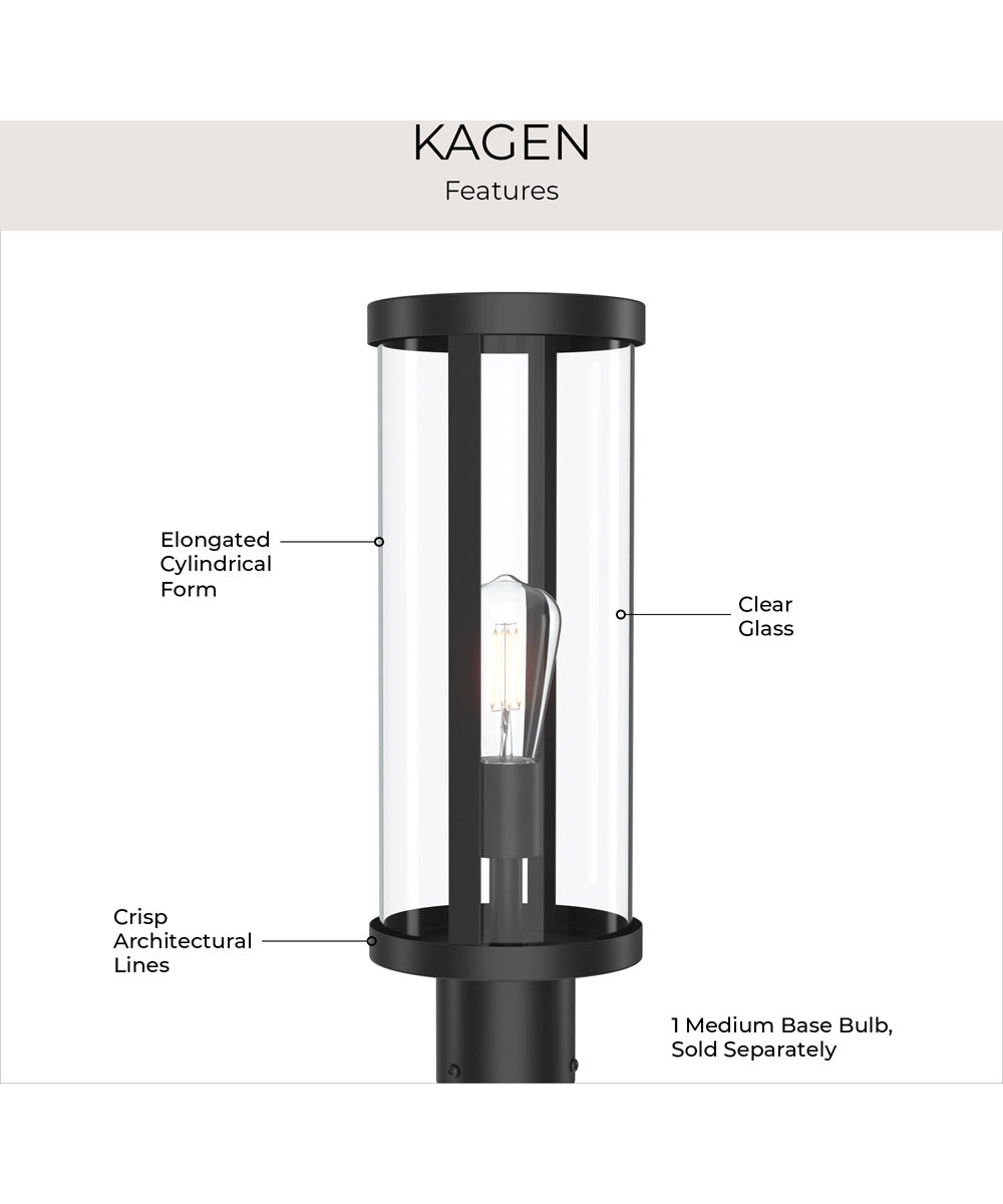 Kagen Outdoor Post Light with Clear Glass Panels Matte Black