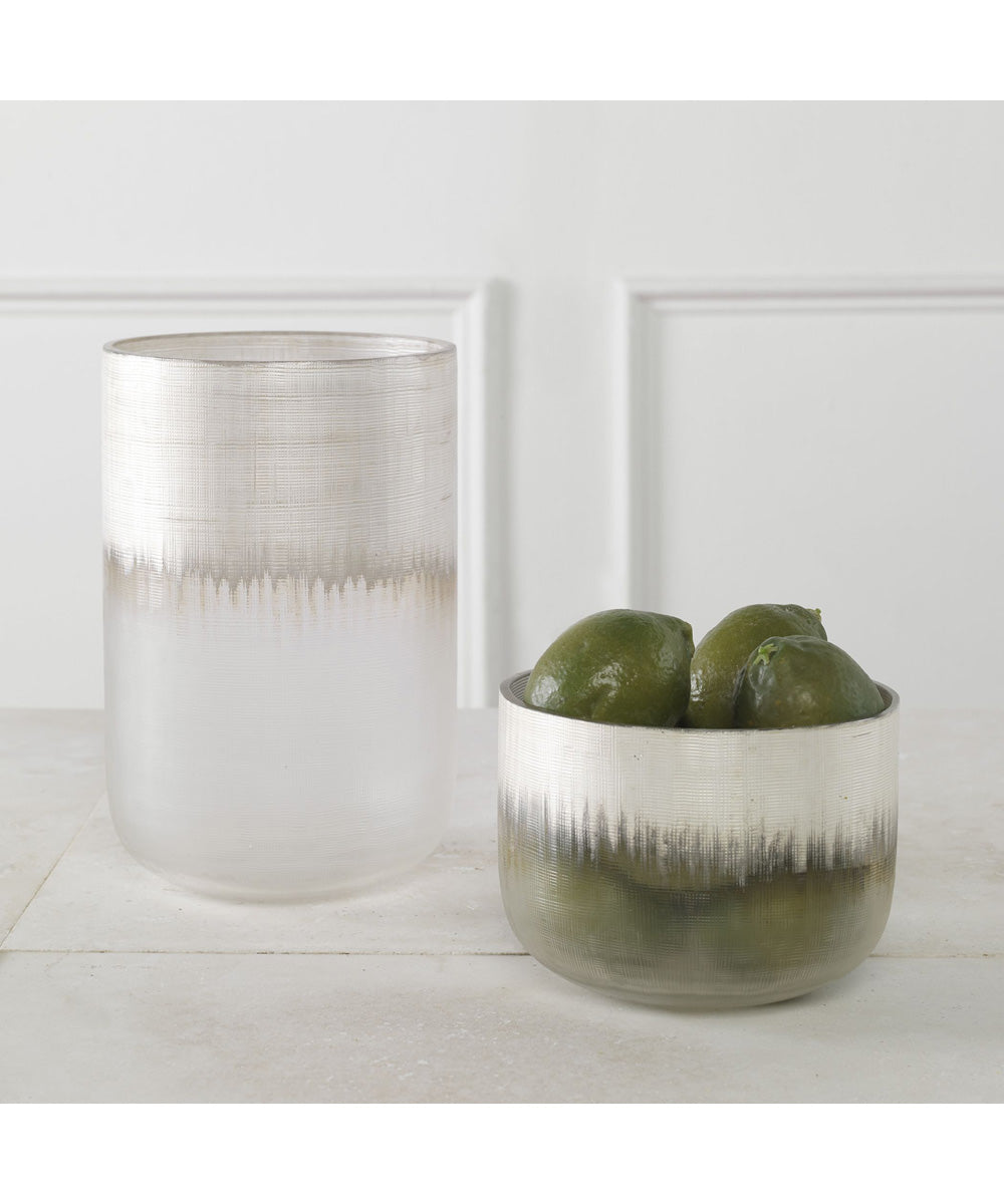 Frost Silver Drip Glass Vases, Set of 2