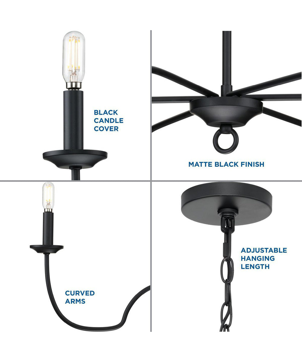 Canebrake 6-Light Chandelier Light Matte Black