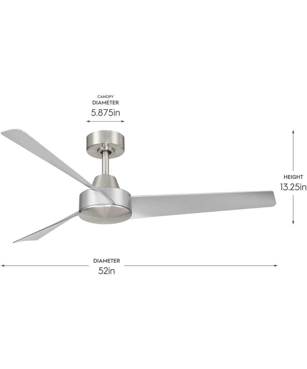 Rizo 52-in. 3-Blade Modern Ceiling Fan Brushed Nickel