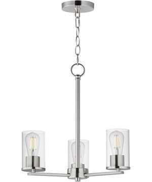 Lateral 3-Light Chandelier Satin Nickel