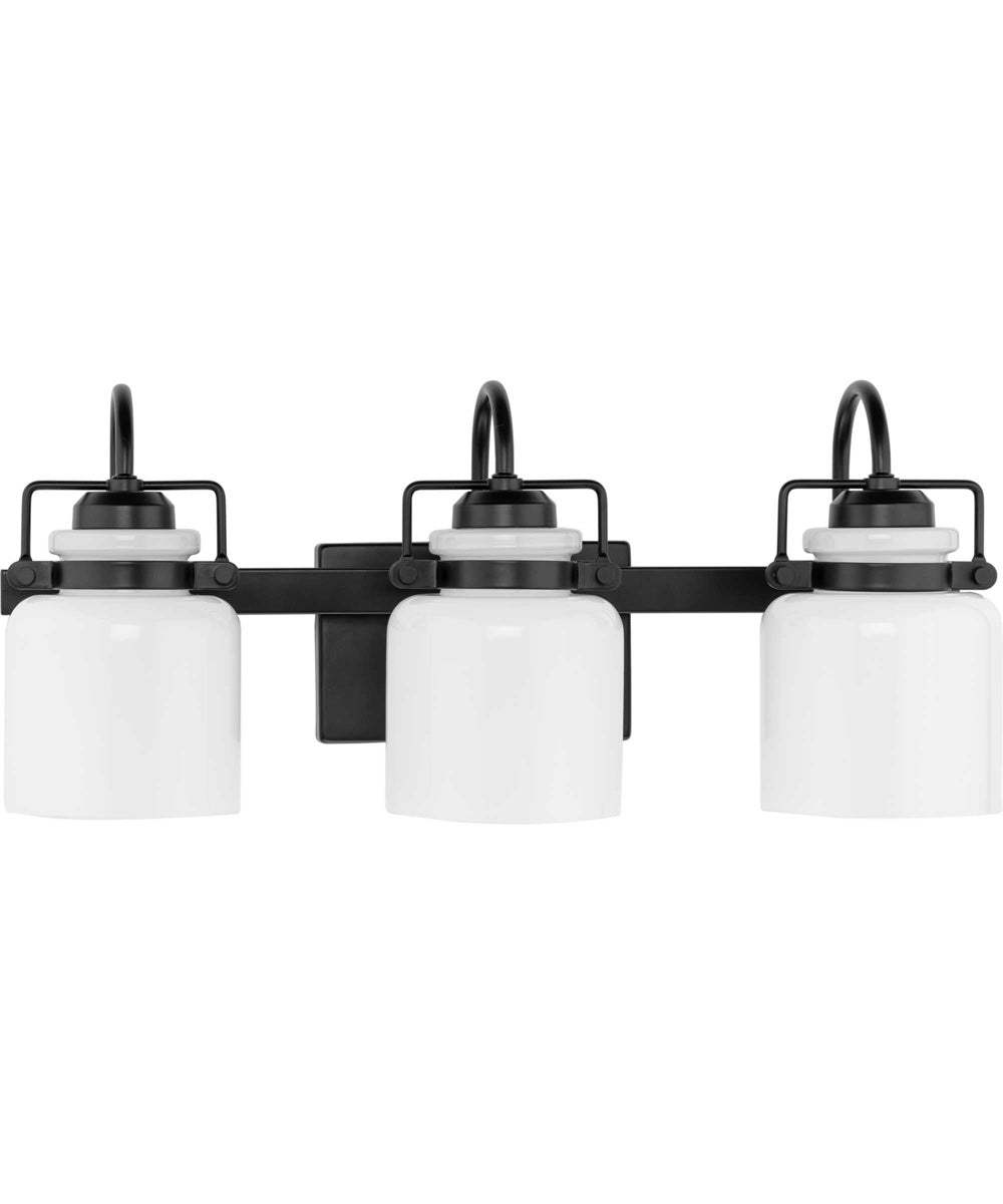 Fessler 3-Light Opal Glass Farmhouse Bath Light Matte Black