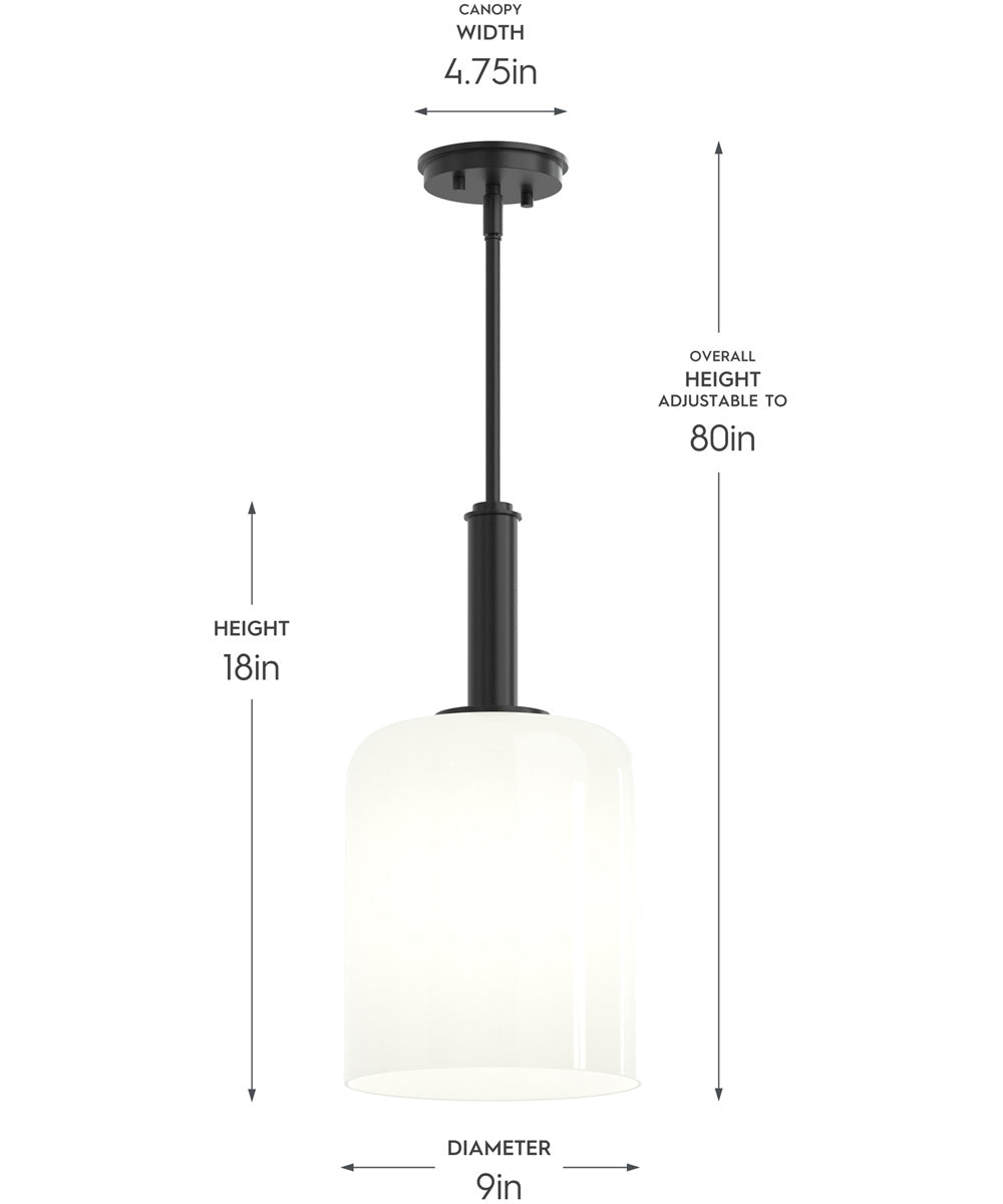 Reines 1-Light Pendant with Opal Glass Shade Matte Black
