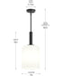 Reines 1-Light Pendant with Opal Glass Shade Matte Black