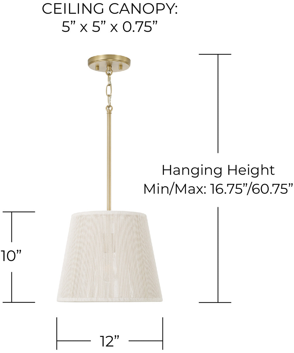 Tara 1-Light Pendant Matte Brass