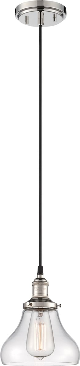 7"W Vintage 1-Light Pendant Polished Nickel