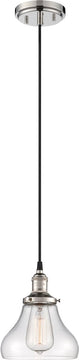 7"W Vintage 1-Light Pendant Polished Nickel