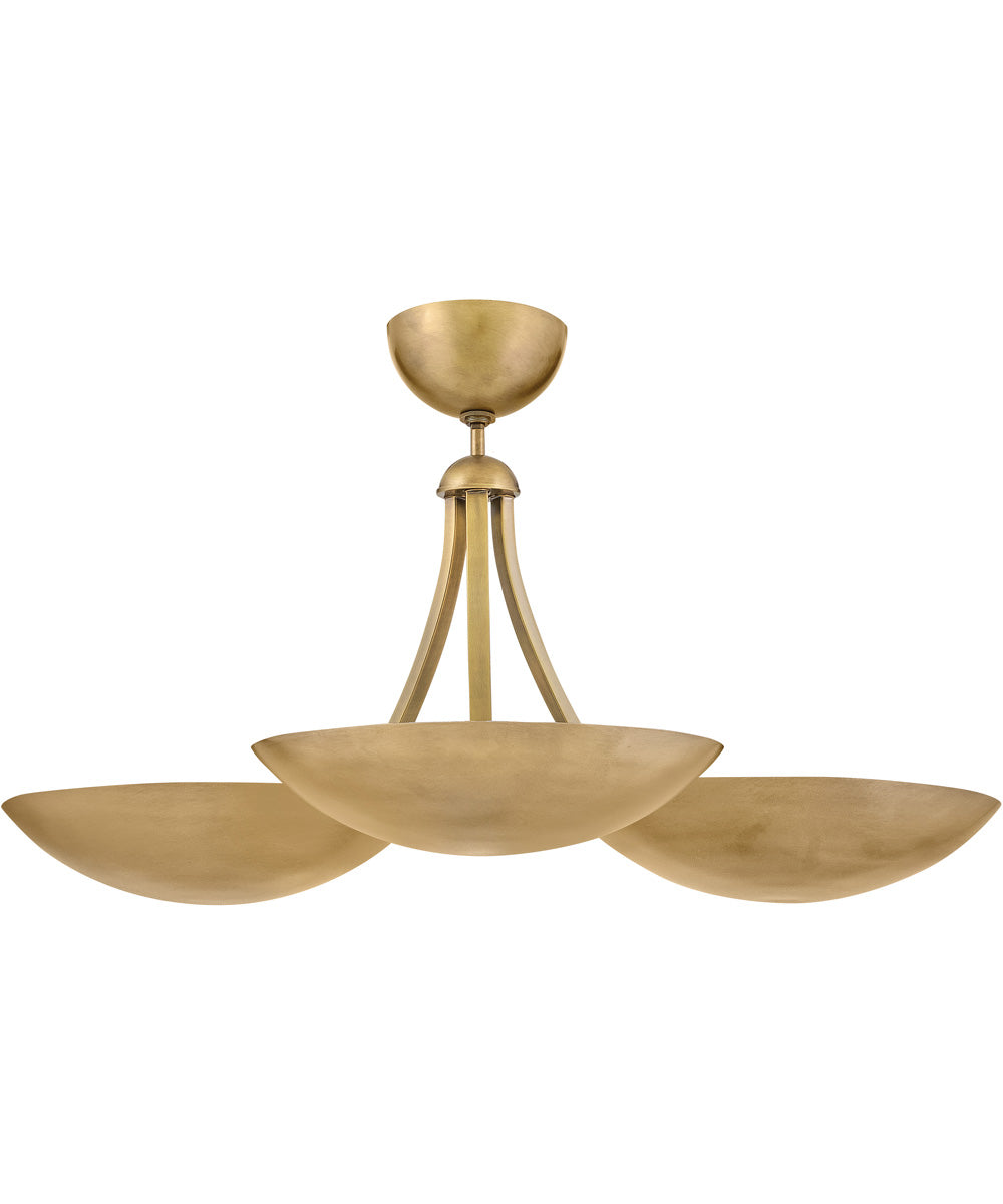 Glenn 3-Light Large Chandelier in Heritage Brass