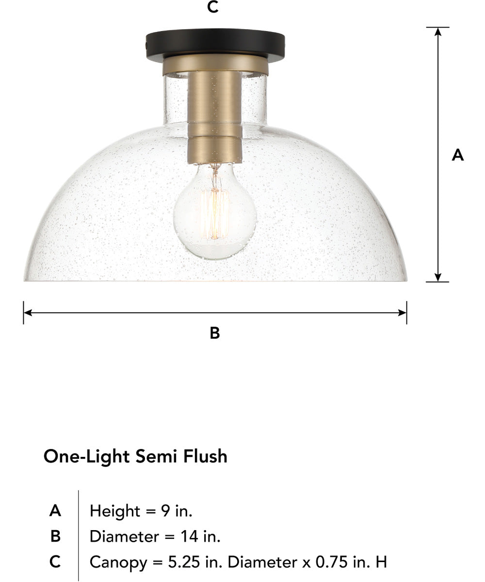 Nova 1 Light Semi Flush  Matte Black