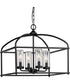 Swansea 4-Light 18" Transitional Outdoor Chandelier with Clear Glass Shades Matte Black