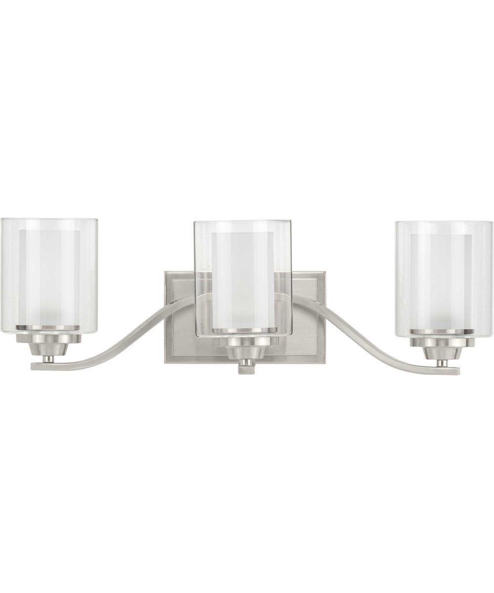 Kene 3-Light Clear Glass Craftsman Bath Vanity Light Brushed Nickel