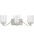 Kene 3-Light Clear Glass Craftsman Bath Vanity Light Brushed Nickel