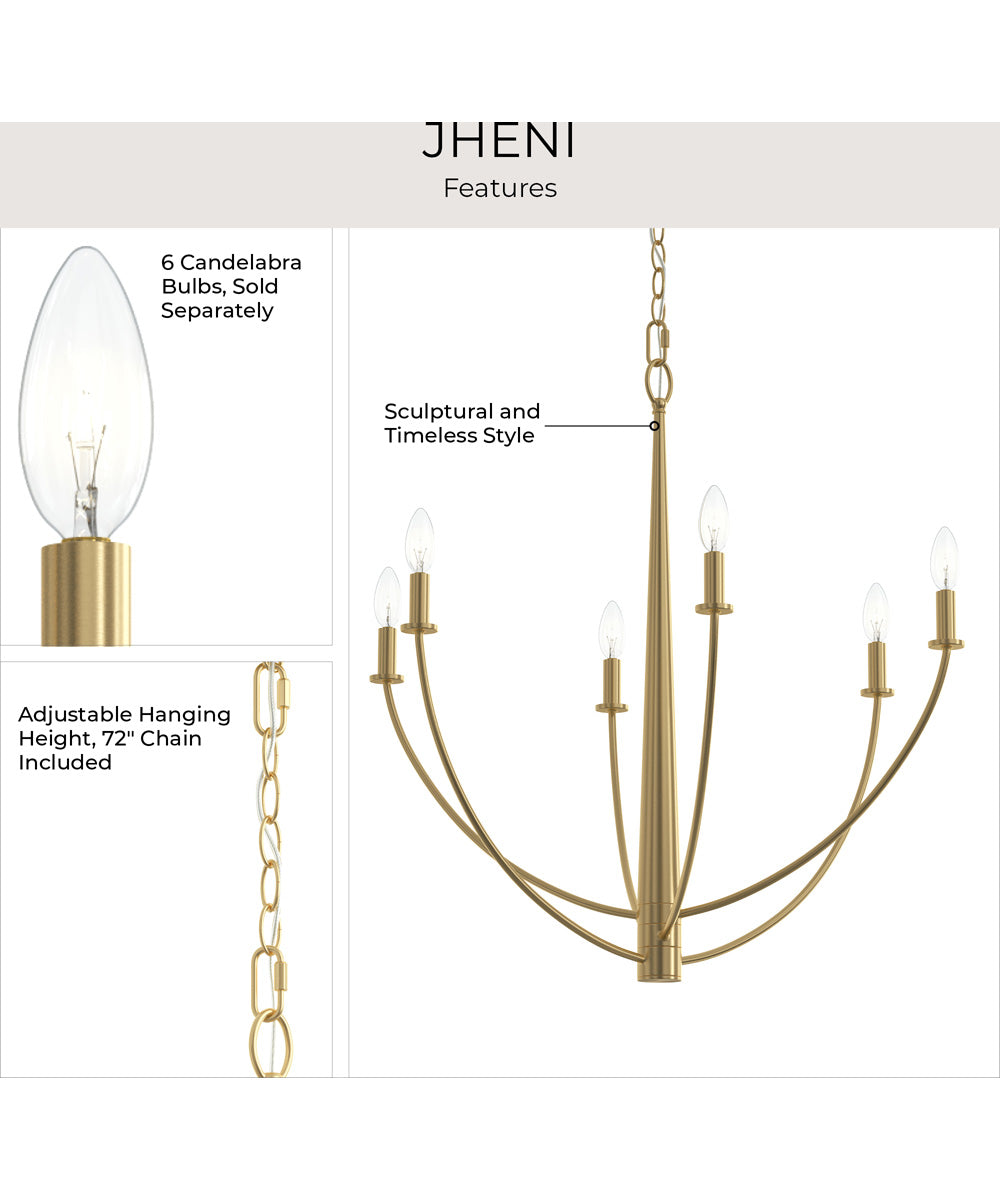 Jheni 6-Light Chandelier Brushed Gold