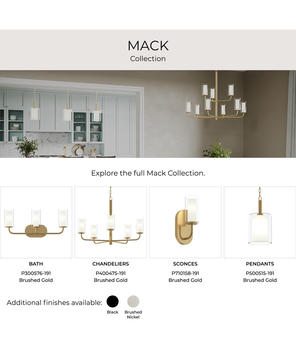 Mack 2-Light Vanity Light with Layered Glass Shades Brushed Gold