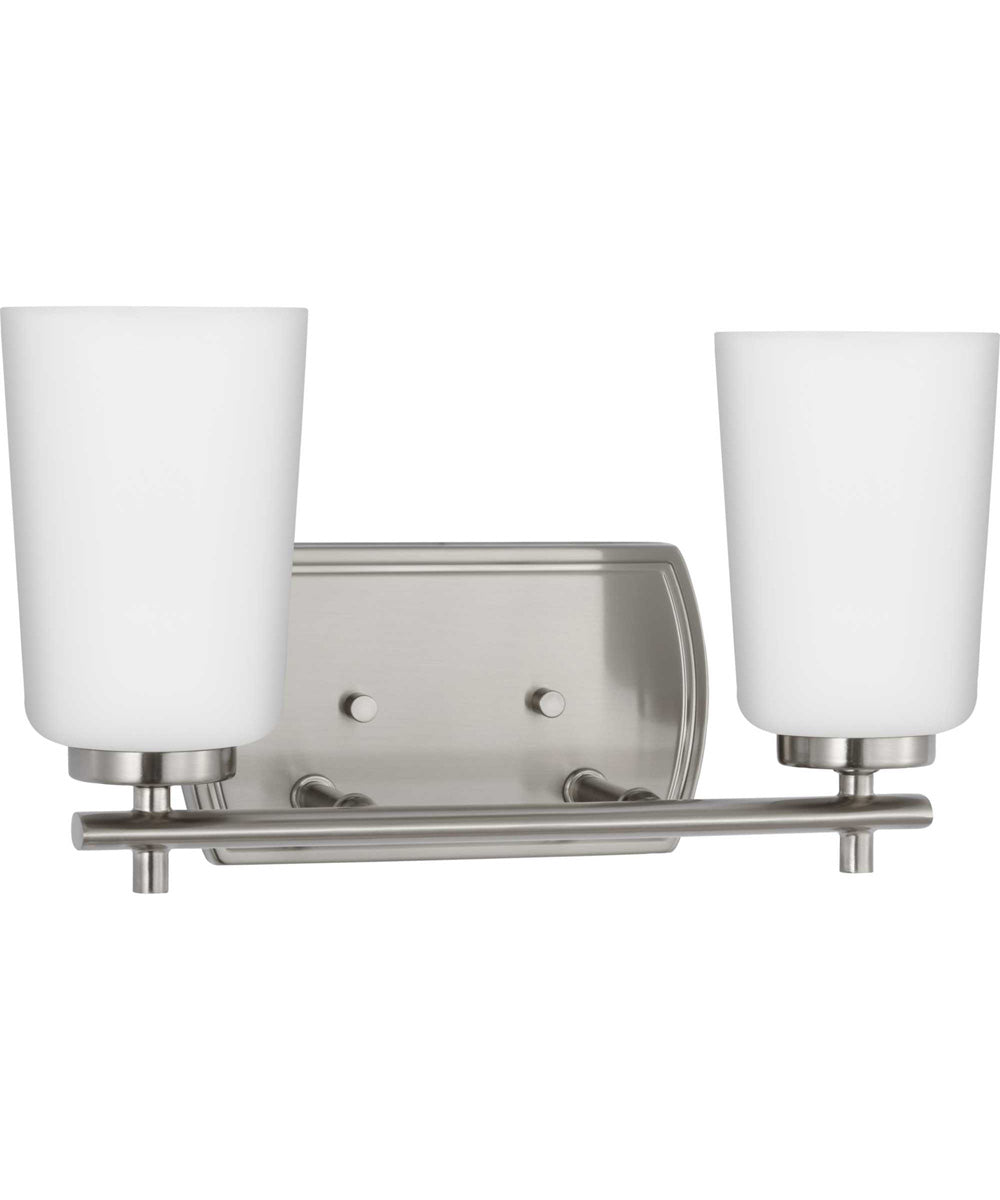 Adley 2-Light Etched Opal Glass New Traditional Bath Vanity Light Brushed Nickel