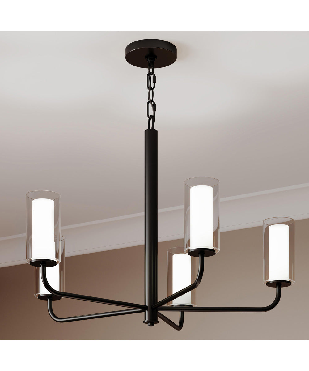 Mack 5-Light Chandelier with Layered Glass Shades Matte Black
