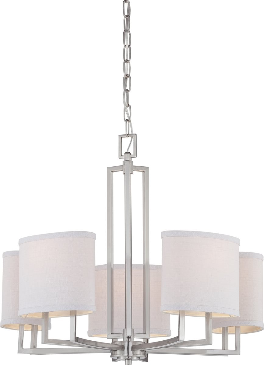 25"W Gemini 5-Light Chandelier Brushed Nickel