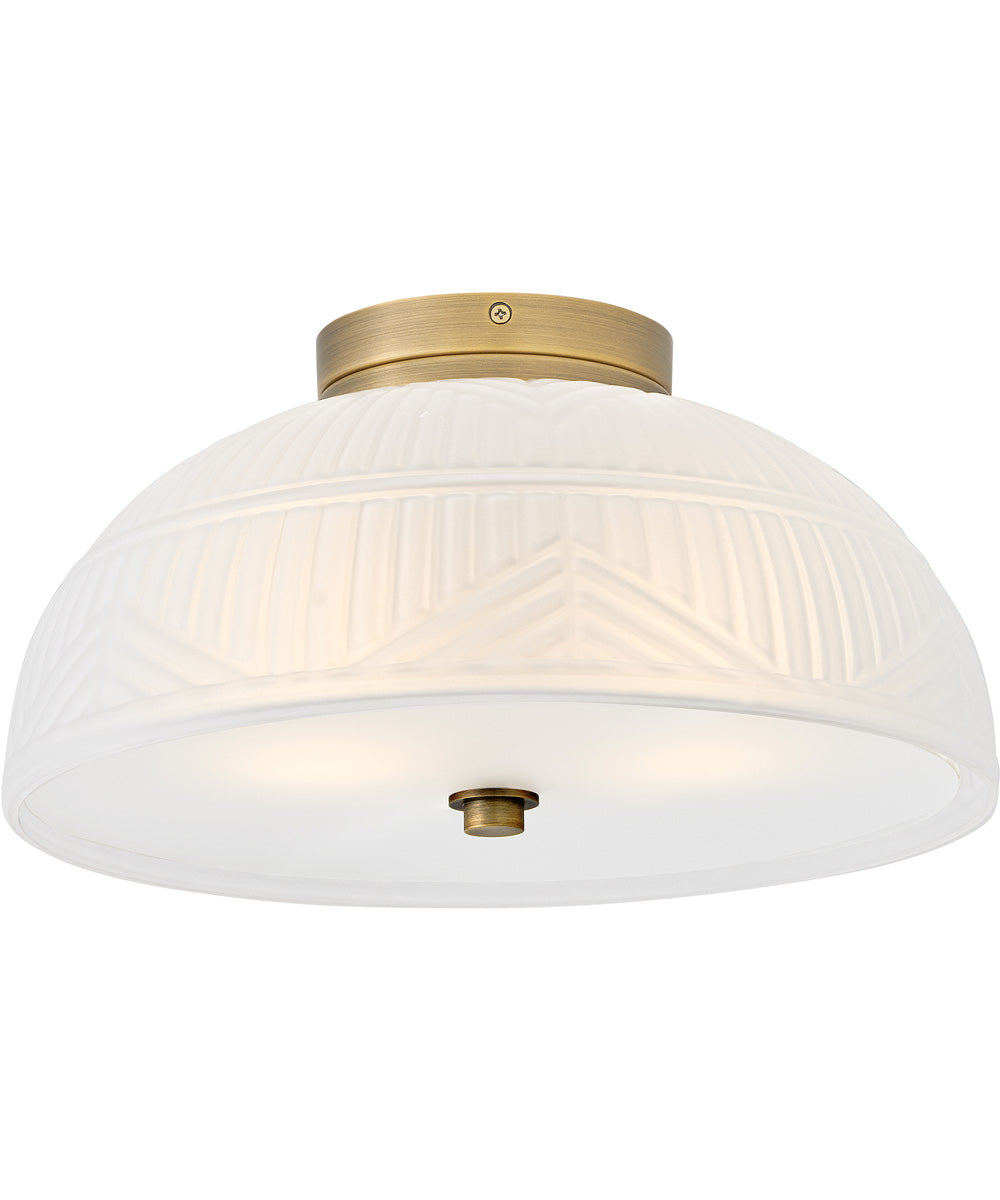 Devon 2-Light Small Flush Mount in Lacquered Brass