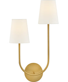 Cora 2-Light Large Two Light Sconce in Lacquered Brass