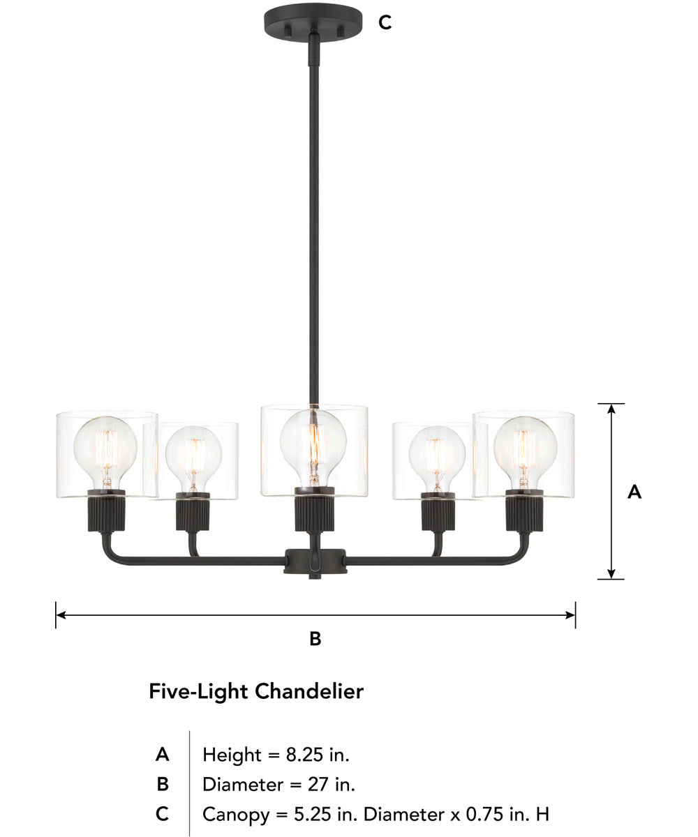 Vibrato 5 Light Chandelier  Matte Black