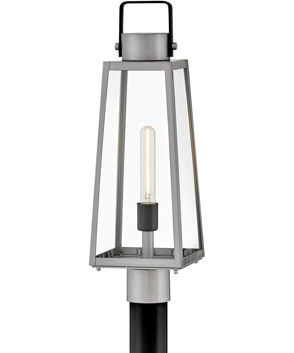 Hugh 1-Light Large Post Mount Lantern in Antique Brushed Aluminum