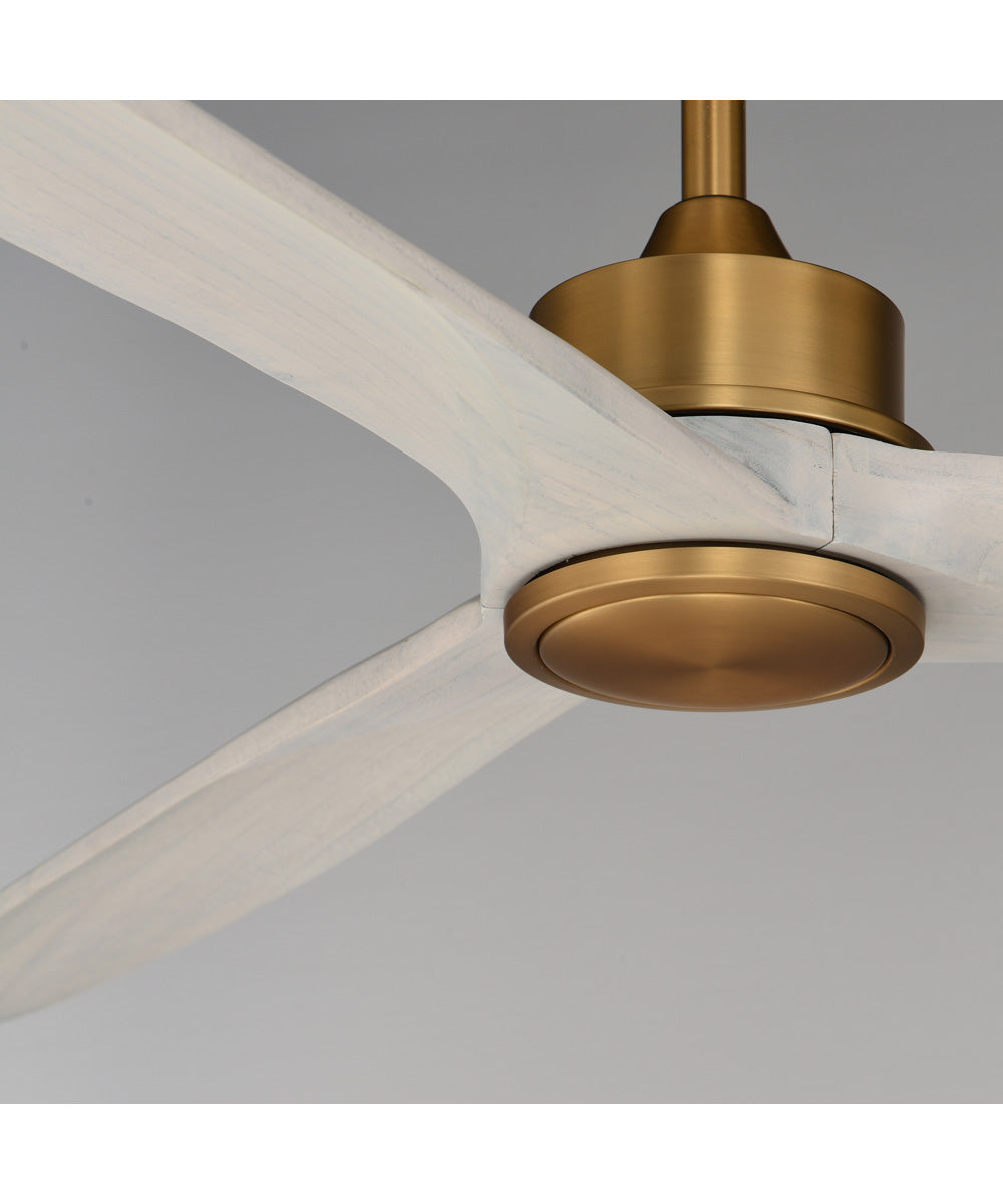 Woodwind 72 inch Solid Wood Blade Fan w LED Natural Aged Brass