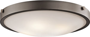 21"w Lytham 4-Light Flush Mount Olde Bronze Finish with Satin Etched White Glass Shade