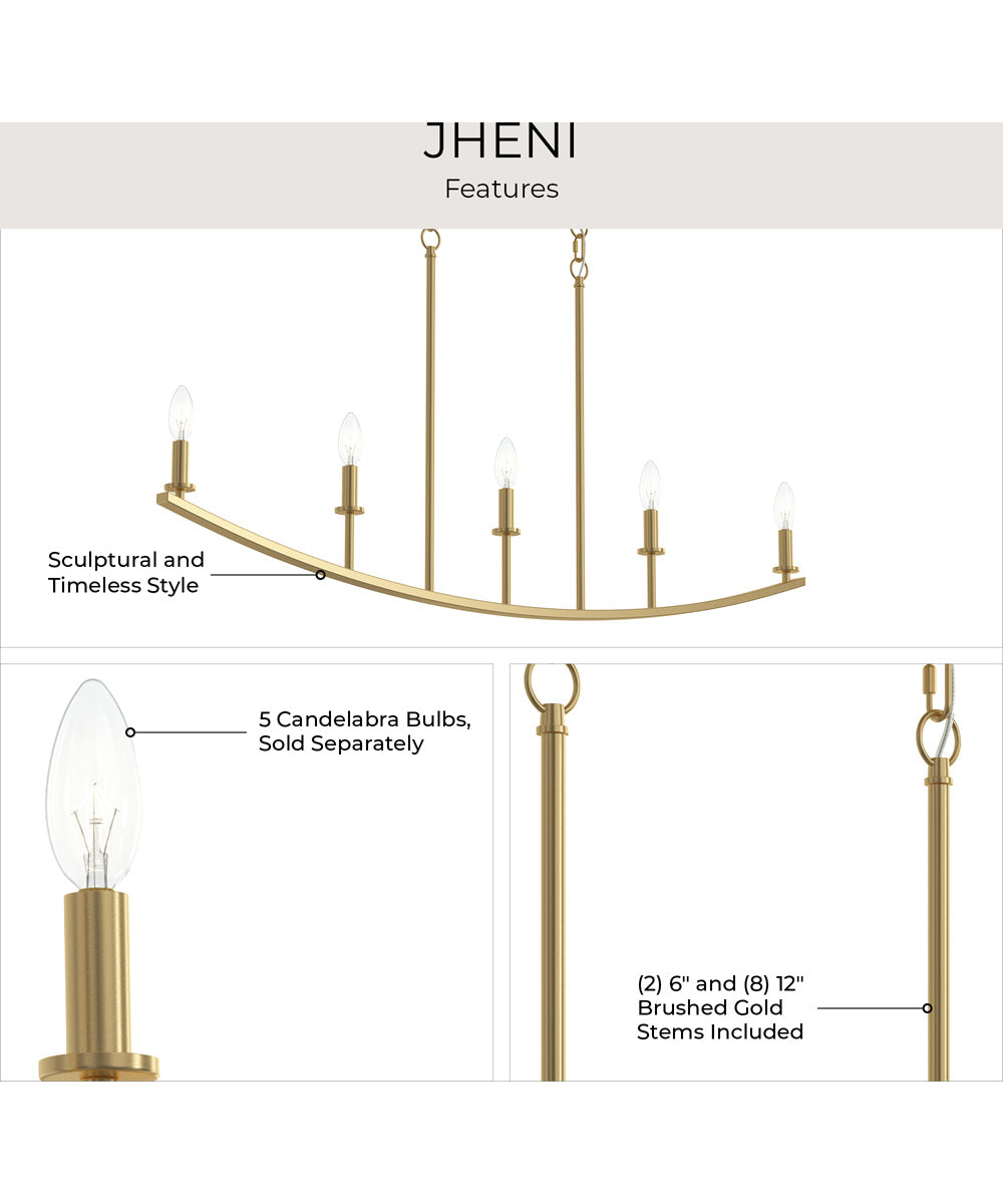 Jheni 5-Light Linear Chandelier Brushed Gold