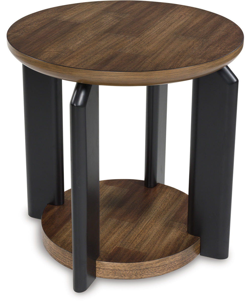 Kraeburn Round End Table Brown/Black