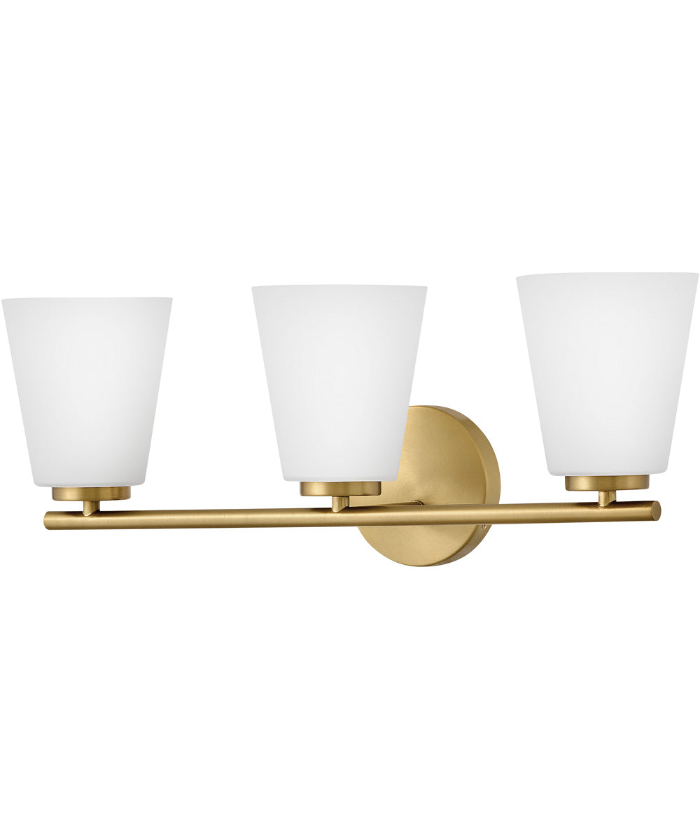 Bri 3-Light Medium Three Light Vanity in Lacquered Brass