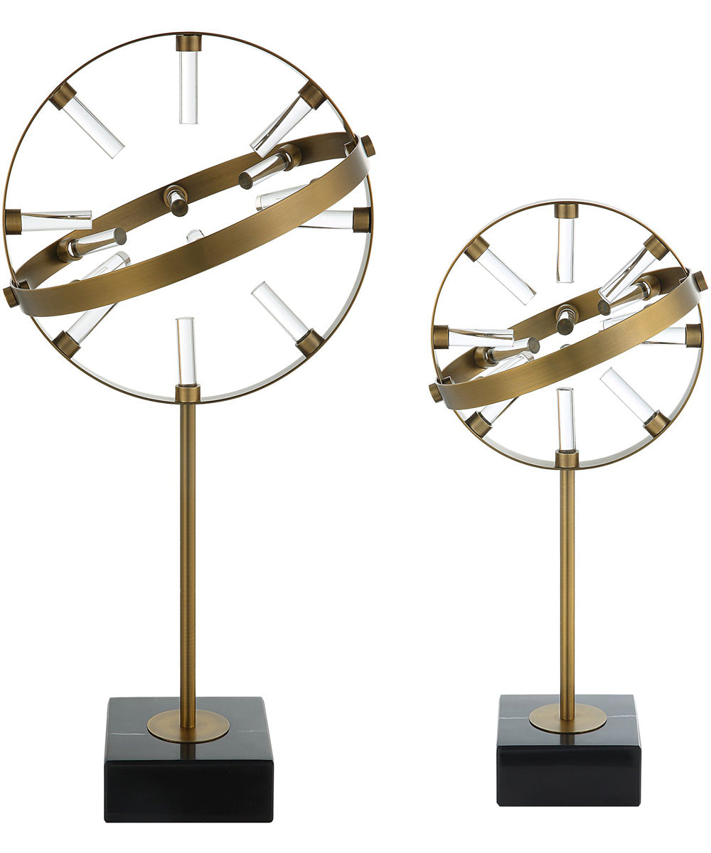 Realm Spherical Brass Sculptures, Set Of 2
