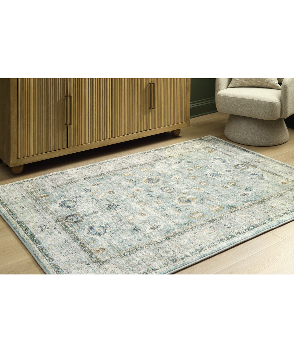 Ladstoney Memory Foam Medium Rug Teal/Beige/Ochre