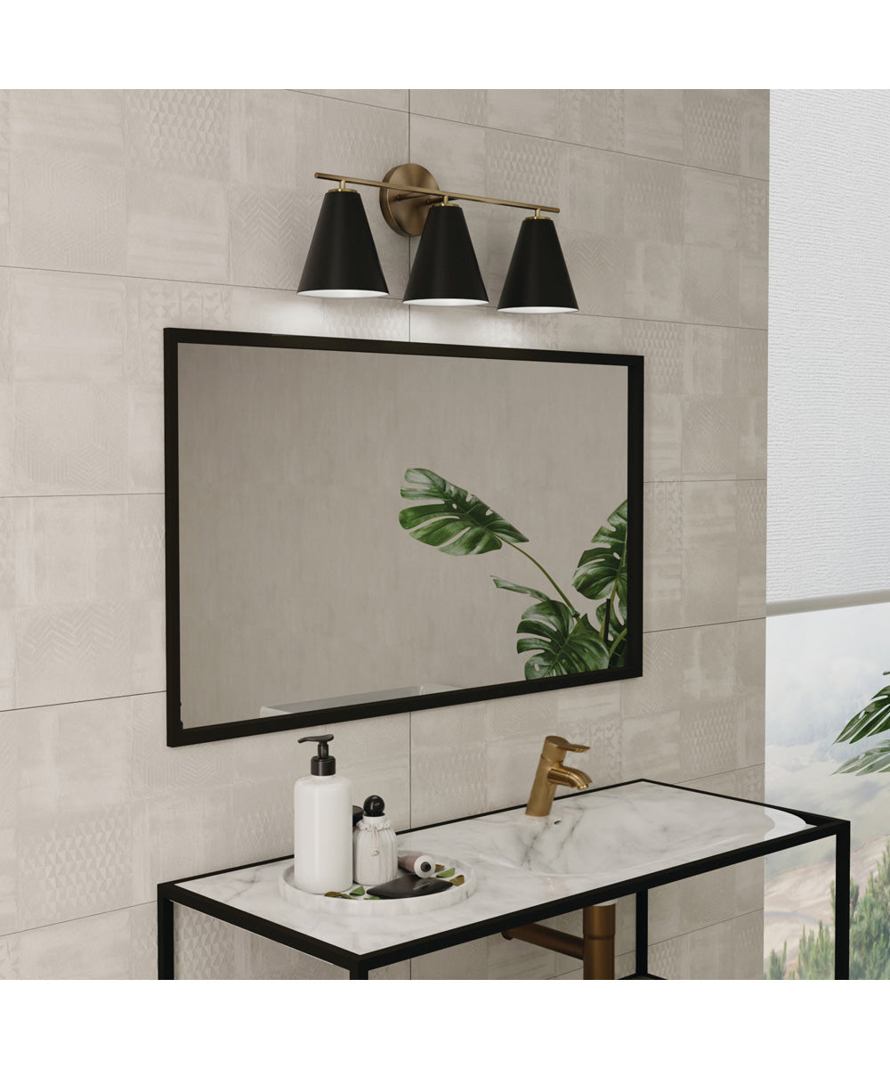 Charlie 3-Light Vanity Matte Brass and Black