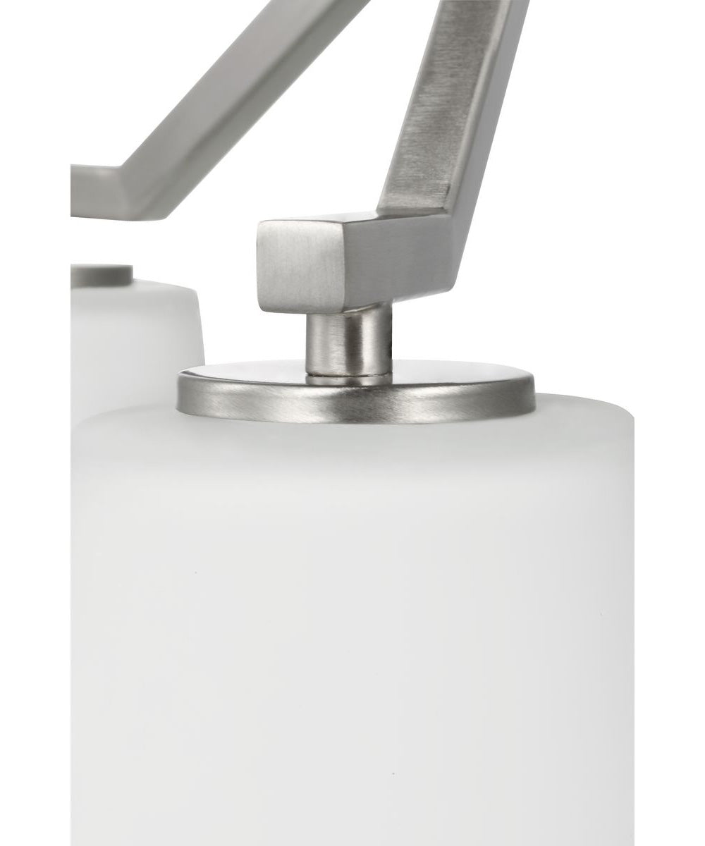 Vertex 3-Light Etched White Convertible Chandelier Brushed Nickel