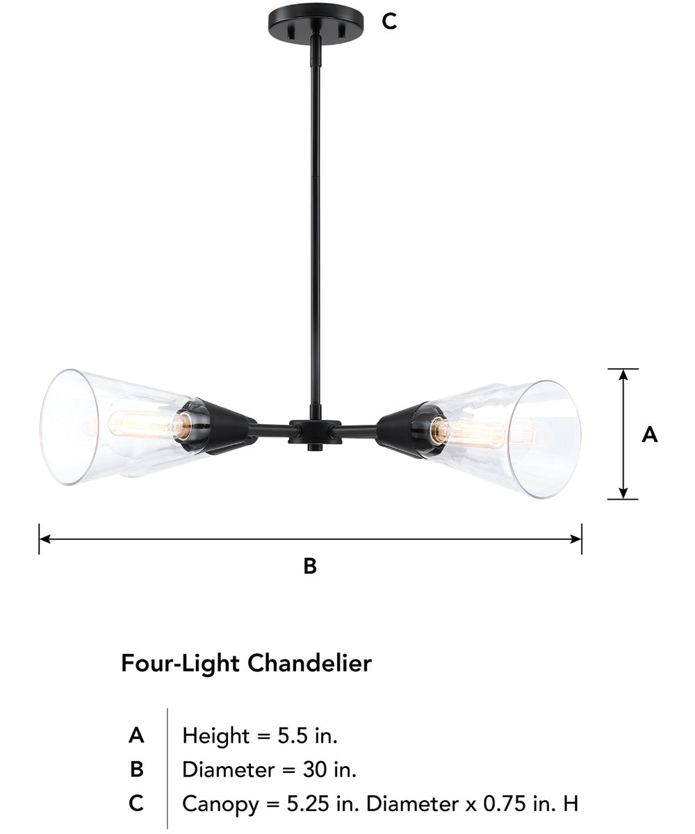 Norro 4 Light Chandelier  Matte Black