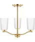 Adley 3-Light Etched White Glass Semi-Flush Convertible Light Satin Brass