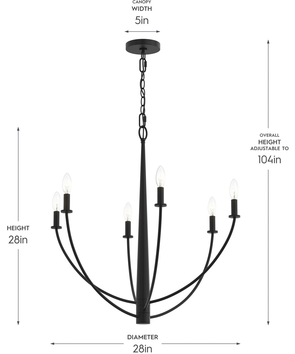 Jheni 6-Light Chandelier Matte Black