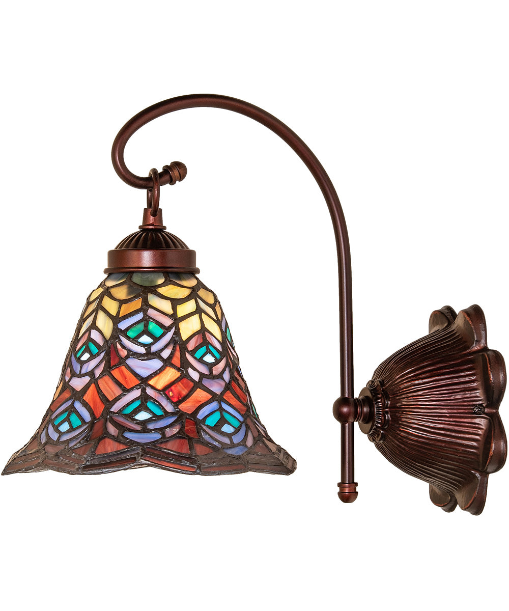 8" Wide Tiffany Peacock Feather Wall Sconce