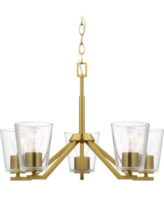 Vertex 5-Light Clear Glass Contemporary Chandelier Brushed Gold