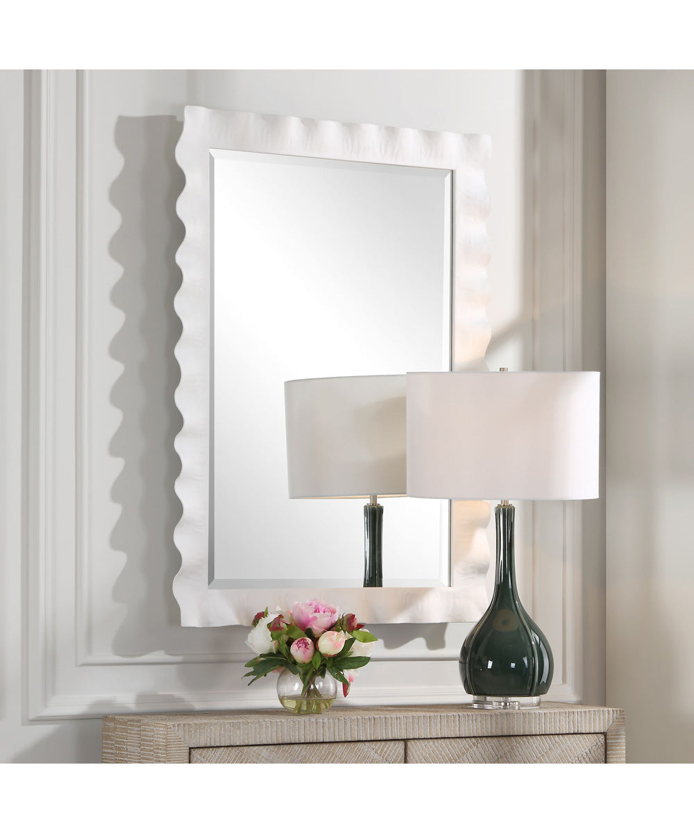 Haya White Scalloped Mirror